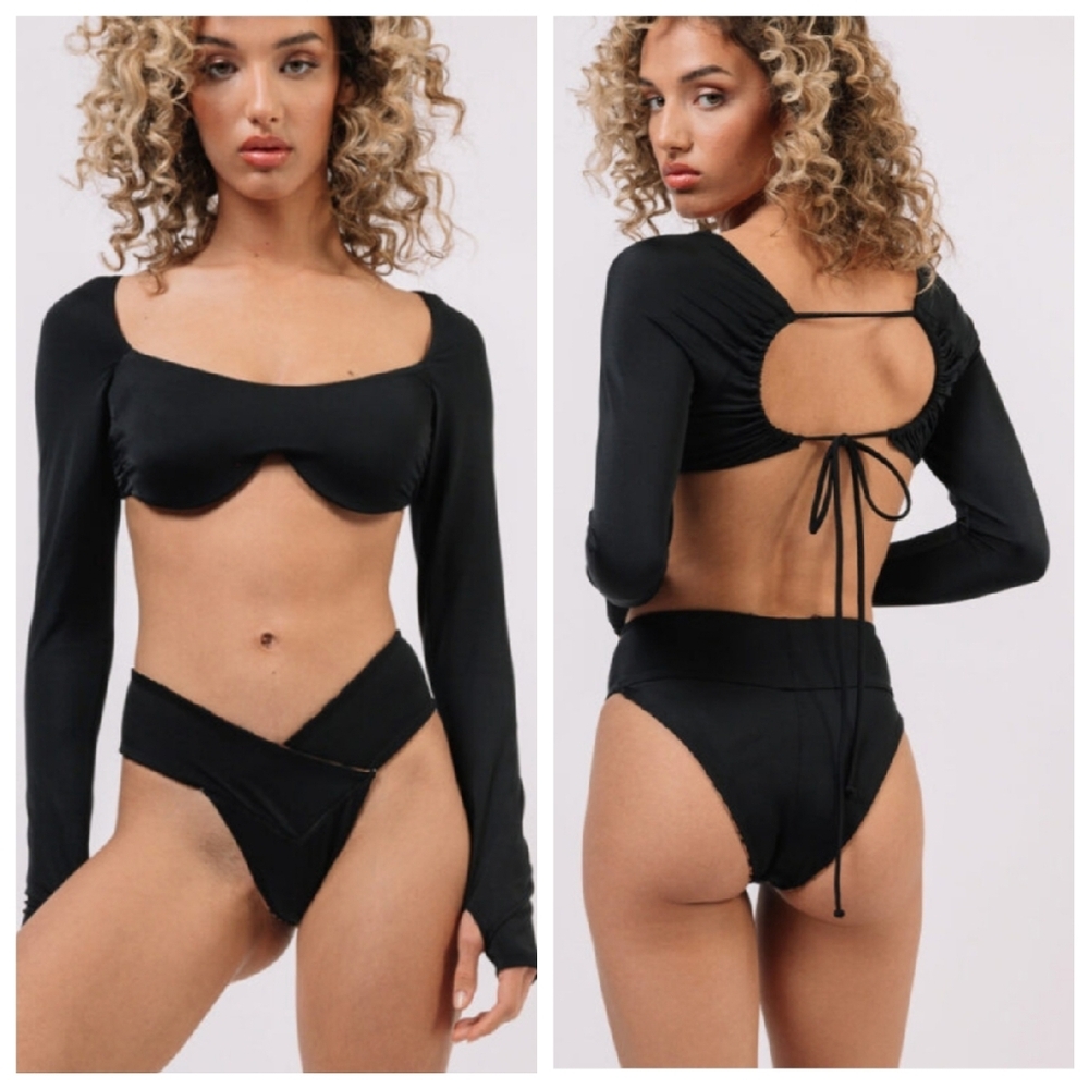 NWT We Are HAH Black Keep It Up Top Long Sleeve Rash Guard Underwire Large - Picture 15 of 15